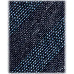 Viola Milano - Contrast Stripe 3-fold Grenadine Tie - Denim Mix - Handmade in Italy - Luxury Exclusive Collection - Avvenice