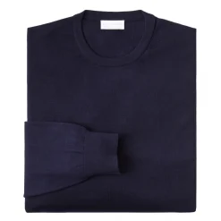 Viola Milano - Crew-Neck Merino Jumper - Navy - Handmade in Italy - Luxury Exclusive Collection - Avvenice