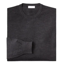 Viola Milano - Crew-Neck Merino Jumper - Dark Grey - Handmade in Italy - Luxury Exclusive Collection - Avvenice