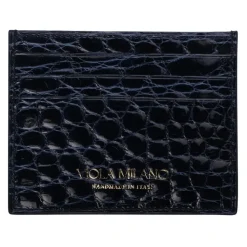 Viola Milano - Crocodile Credit Card Holder - Navy - Handmade in Italy - Luxury Exclusive Collection - Avvenice