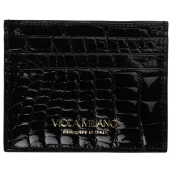 Viola Milano - Crocodile Credit Card Holder - Black - Handmade in Italy - Luxury Exclusive Collection - Avvenice
