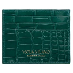 Viola Milano - Crocodile Credit Card Holder - Green - Handmade in Italy - Luxury Exclusive Collection - Avvenice