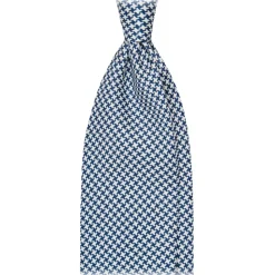 Viola Milano - Cross Pattern Selftipped Silk Tie - Navy/White - Handmade in Italy - Luxury Exclusive Collection - Avvenice