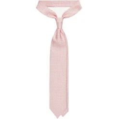 Viola Milano - Cross Pattern Handprinted Selftipped Silk Tie - Pink/White - Handmade in Italy - Luxury Exclusive Collection - Avvenice