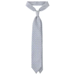 Viola Milano - Cube Pattern Selftipped Silk Tie - White- Made in Italy - Luxury Exclusive Collection - Avvenice