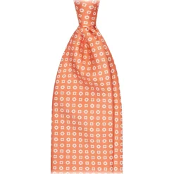 Viola Milano - Cube Pattern Selftipped Silk Tie - Orange - Handmade in Italy - Luxury Exclusive Collection - Avvenice