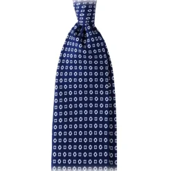 Viola Milano - Cube Pattern Selftipped Silk Tie - Navy - Made in Italy - Luxury Exclusive Collection - Avvenice