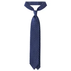 Viola Milano - Cube Pattern Selftipped Silk Tie - Navy - Made in Italy - Luxury Exclusive Collection - Avvenice