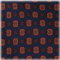 Viola Milano - Diamond Floral Handprinted Ancient Madder Silk Tie – Navy Mix - Made in Italy - Luxury Exclusive Collection - Avvenice