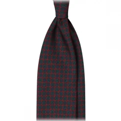 Viola Milano - Diamond Floral Handprinted Ancient Madder Silk Tie - Wine - Made in Italy - Luxury Exclusive Collection - Avvenice