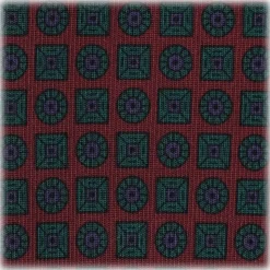 Viola Milano - Diamond Floral Handprinted Ancient Madder Silk Tie - Wine - Made in Italy - Luxury Exclusive Collection - Avvenice