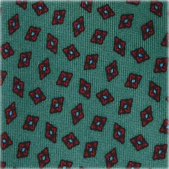 Viola Milano - Diamond Floral Selftipped Italian Silk Tie - Green - Made in Italy - Luxury Exclusive Collection - Avvenice