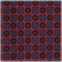 Viola Milano - Diamond Floral Handprinted Ancient Madder Silk Tie - Red - Made in Italy - Luxury Exclusive Collection - Avvenice