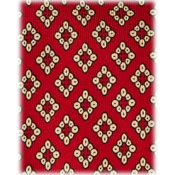 Viola Milano - Diamond Pattern 3-Fold Selftipped Silk Tie - Red Mix - Handmade in Italy - Luxury Exclusive Collection - Avvenice