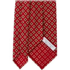 Viola Milano - Diamond Pattern 3-Fold Selftipped Silk Tie - Red Mix - Handmade in Italy - Luxury Exclusive Collection - Avvenice