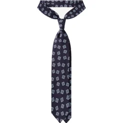 Viola Milano - Diamond Pattern Handrolled Woven Silk Tie - Navy/Sea - Handmade in Italy - Luxury Exclusive Collection - Avvenice