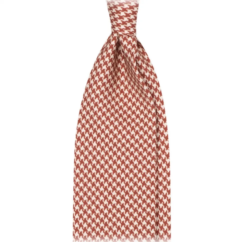 Viola Milano - Dogtooth Selftipped Italian Silk Tie - Cola - Made in Italy - Luxury Exclusive Collection - Avvenice