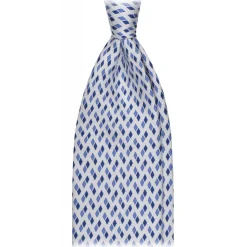 Viola Milano - Domino Pattern Selftipped Silk Tie - White - Handmade in Italy - Luxury Exclusive Collection - Avvenice