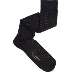 Viola Milano - Dot Over-The-Calf Cotton/Silk Socks - Grey Mix - Handmade in Italy - Luxury Exclusive Collection - Avvenice