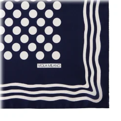 Viola Milano - Dot Wave Silk Pocket Square - Navy and White - Handmade in Italy - Luxury Exclusive Collection - Avvenice