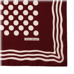 Viola Milano - Dot Wave Silk Pocket Square - Wine and White - Handmade in Italy - Luxury Exclusive Collection - Avvenice