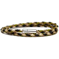 Viola Milano - Double Braided Mix-Tone Italian Leather Bracelet - Camo - Handmade in Italy - Luxury Exclusive Collection - Avvenice