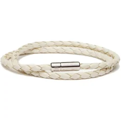 Viola Milano - Double Braided Italian Leather Bracelet - Off White - Handmade in Italy - Luxury Exclusive Collection - Avvenice