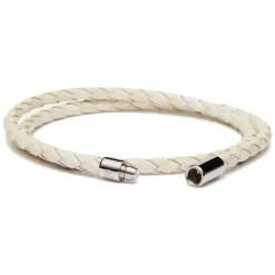 Viola Milano - Double Braided Italian Leather Bracelet - Off White - Handmade in Italy - Luxury Exclusive Collection - Avvenice