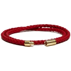 Viola Milano - Double Braided Italian Leather Bracelet - Red - Handmade in Italy - Luxury Exclusive Collection - Avvenice