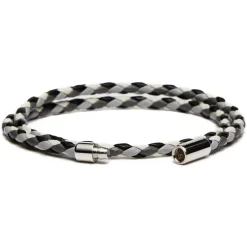 Viola Milano - Double Braided Mix-Tone Italian Leather Bracelet - Grey Mix - Handmade in Italy - Luxury Exclusive Collection - Avvenice
