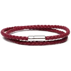 Viola Milano - Double Braided Italian Leather Bracelet - Blood - Handmade in Italy - Luxury Exclusive Collection - Avvenice