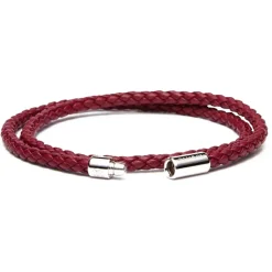 Viola Milano - Double Braided Italian Leather Bracelet - Blood - Handmade in Italy - Luxury Exclusive Collection - Avvenice