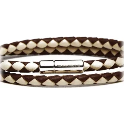 Viola Milano - Double Braided Two-Tone Italian Leather Bracelet - Brown Sand - Handmade in Italy - Luxury Exclusive Collection - Avvenice