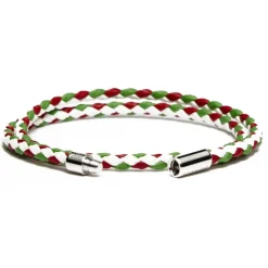 Viola Milano - Double Braided Mix-Tone Italian Leather Bracelet - Italian Flag - Handmade in Italy - Luxury Exclusive Collection - Avvenice