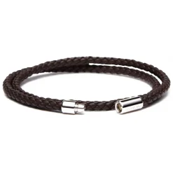 Viola Milano - Double Braided Italian Leather Bracelet - Brown - Handmade in Italy - Luxury Exclusive Collection - Avvenice