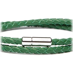 Viola Milano - Double Braided Italian Leather Bracelet - Green - Handmade in Italy - Luxury Exclusive Collection - Avvenice