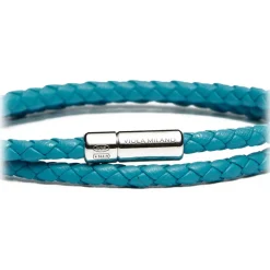 Viola Milano - Double Braided Italian Leather Bracelet - Turquoise - Handmade in Italy - Luxury Exclusive Collection - Avvenice