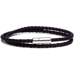 Viola Milano - Double Braided Italian Leather Bracelet - Deep Purple - Handmade in Italy - Luxury Exclusive Collection - Avvenice