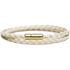 Viola Milano - Double Braided Italian Leather Bracelet Gold Clasp - Off White - Handmade in Italy - Luxury Exclusive Collection - Avvenice