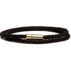 Viola Milano - Double Braided Italian Leather Bracelet Gold Clasp - Brown - Handmade in Italy - Luxury Exclusive Collection - Avvenice