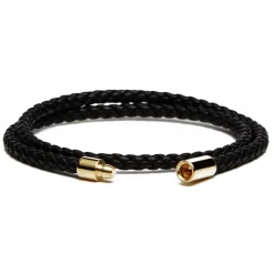 Viola Milano - Double Braided Italian Leather Bracelet Gold Clasp - Brown - Handmade in Italy - Luxury Exclusive Collection - Avvenice