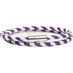 Viola Milano - Double Braided Two-Tone Italian Leather Bracelet - WhitePurple - Handmade in Italy - Luxury Exclusive Collection - Avvenice