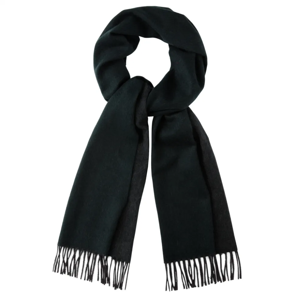 Viola Milano - Double Face Zibellino Cashmere Scarf - Forest and Grey - Handmade in Italy - Luxury Exclusive Collection - Avvenice