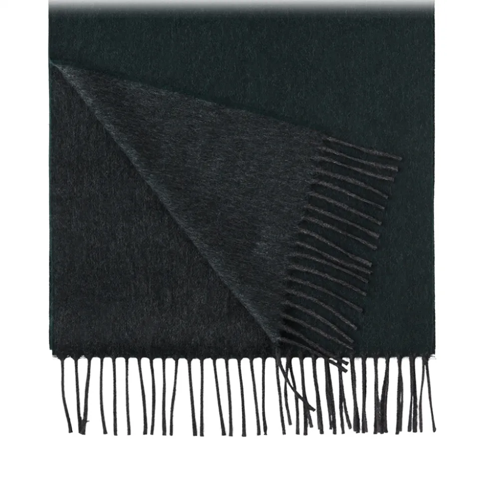 Viola Milano - Double Face Zibellino Cashmere Scarf - Forest and Grey - Handmade in Italy - Luxury Exclusive Collection - Avvenice