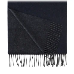 Viola Milano - Double Face Zibellino Cashmere Scarf - Navy and Grey - Handmade in Italy - Luxury Exclusive Collection - Avvenice