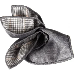 Viola Milano - Double Face Herringbone 100% Cashmere Pocket Square - Grey Mix - Handmade in Italy - Luxury Exclusive Collection - Avvenice