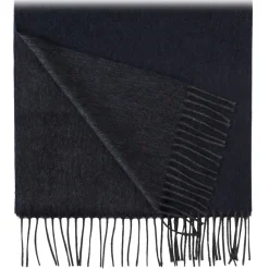 Viola Milano - Double Face 100% Zibellino Cashmere Scarf - Navy Blue/Grey - Handmade in Italy - Luxury Exclusive Collection - Avvenice