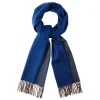 Viola Milano - Double Face Zibellino Cashmere Scarf - Blue and Taupe - Handmade in Italy - Luxury Exclusive Collection - Avvenice