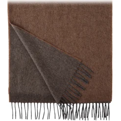 Viola Milano - Double Face 100% Zibellino Cashmere Scarf - Brown/Taupe - Handmade in Italy - Luxury Exclusive Collection - Avvenice