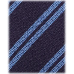 Viola Milano - Fina Stripe 3-Fold Grenadine Tie - Navy/Blue - Handmade in Italy - Luxury Exclusive Collection - Avvenice